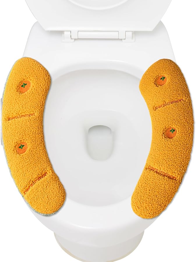 غطاء مقعد المرحاض البرتقالي الدافئ وسادة ناعمة دافئة مع مقبض للخريف والشتاء - Image 4